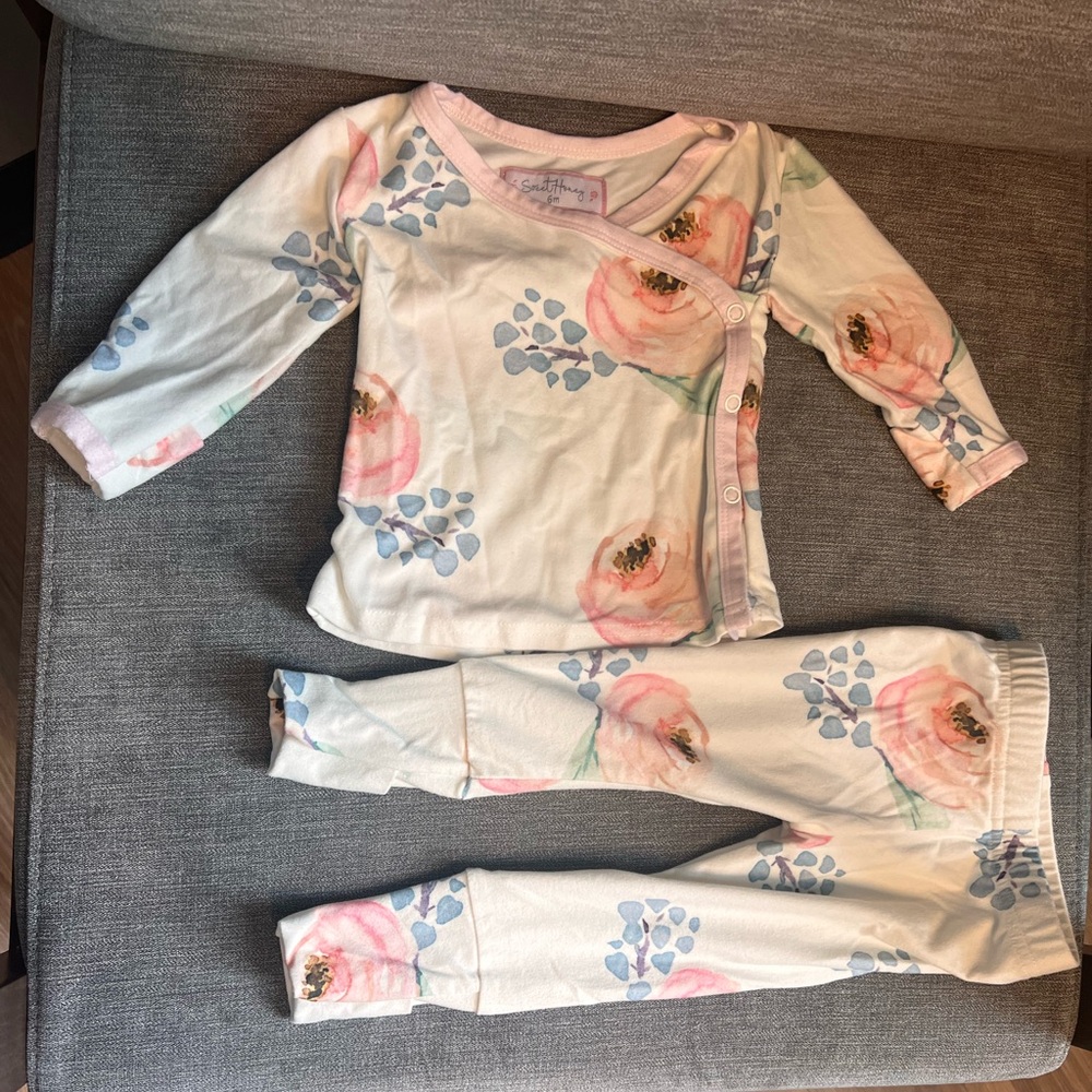 Floral Kids Pajamas - Pink and Blue